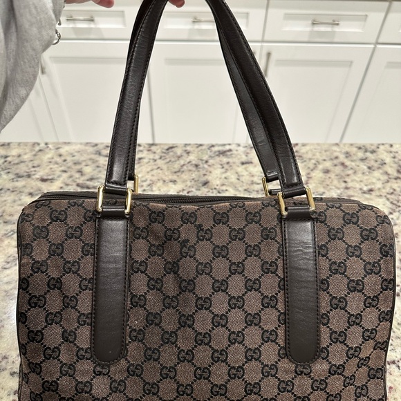 Gucci GG Canvas Boston Satchel Bag in brown. - Picture 2 of 10